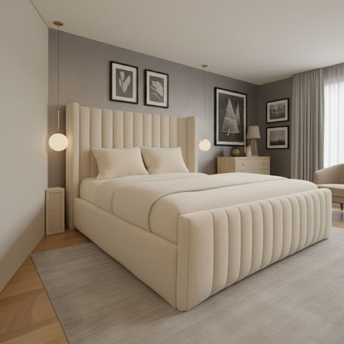 Winged panel bed frame - winged, plush