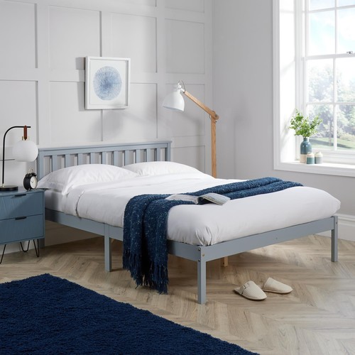 4ft grey slatted double bed - double,