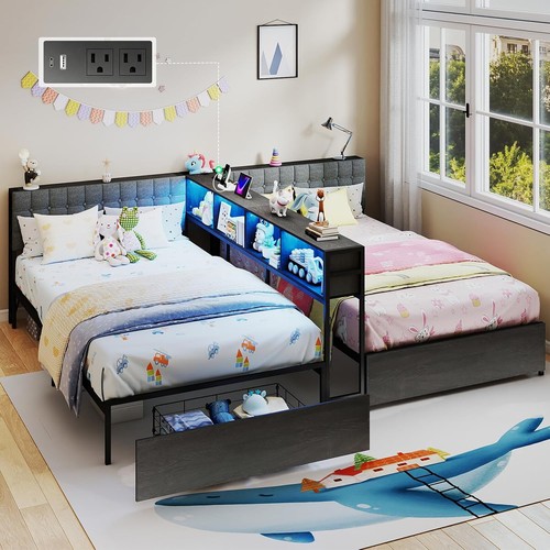 Double twin corner bed frame - bed,