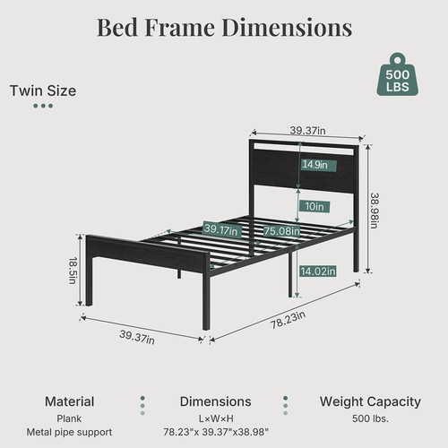 Metal bed frame with - metal,