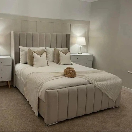 Ottoman winged panel bed frame - ottoman,
