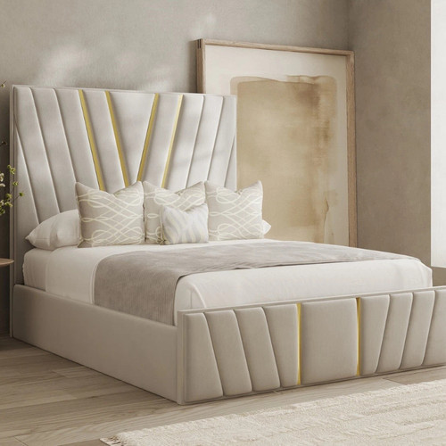 Golden panel bed - bed, plush