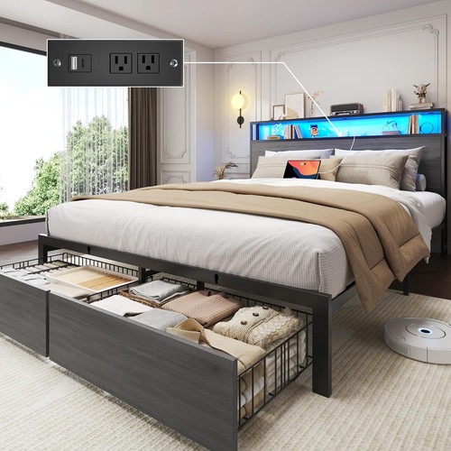 Queen full size bed - bed, with