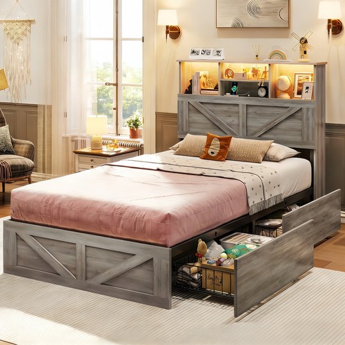 Farmhouse wooden bed - wooden,