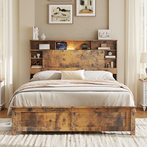Farmhouse wooden bed frame - wooden,