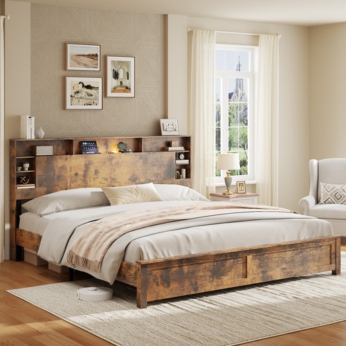 Farmhouse wooden bed frame - bed,