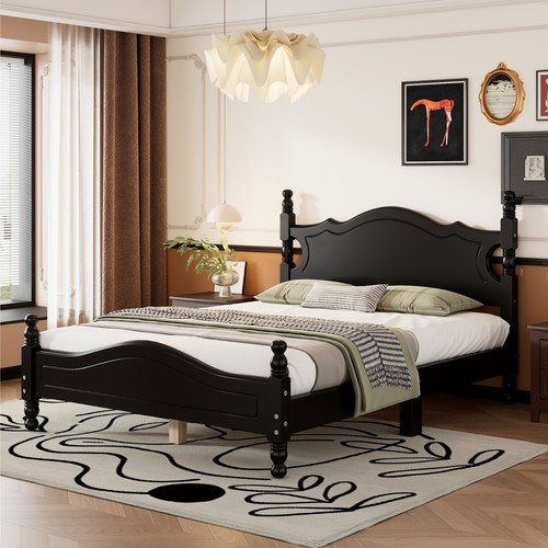 Retro full platform bed frame - bed,