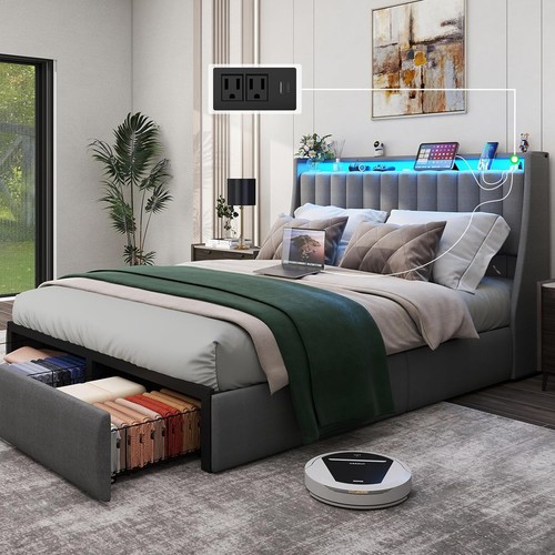 Full queen bed frame with - full,