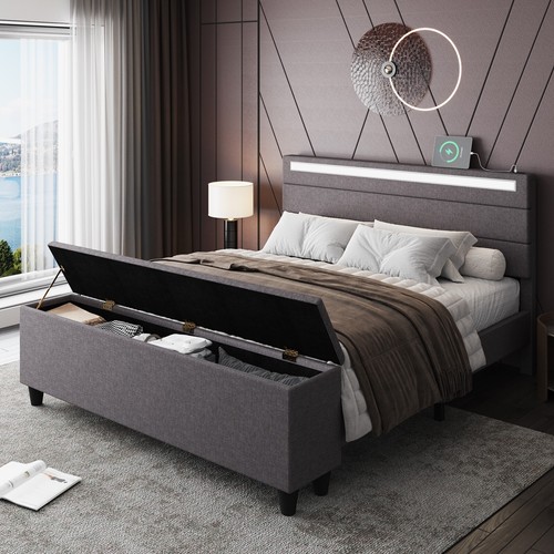 Queen full bed frame with - bed,